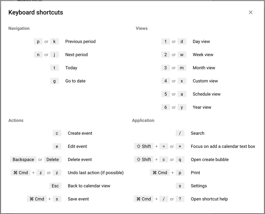 alicekeeler's tweet photo. Google Calendar keyboard shortcuts 

#keytips #googleCalendar #googleEDU https://t.co/pmr3UH7LLX
