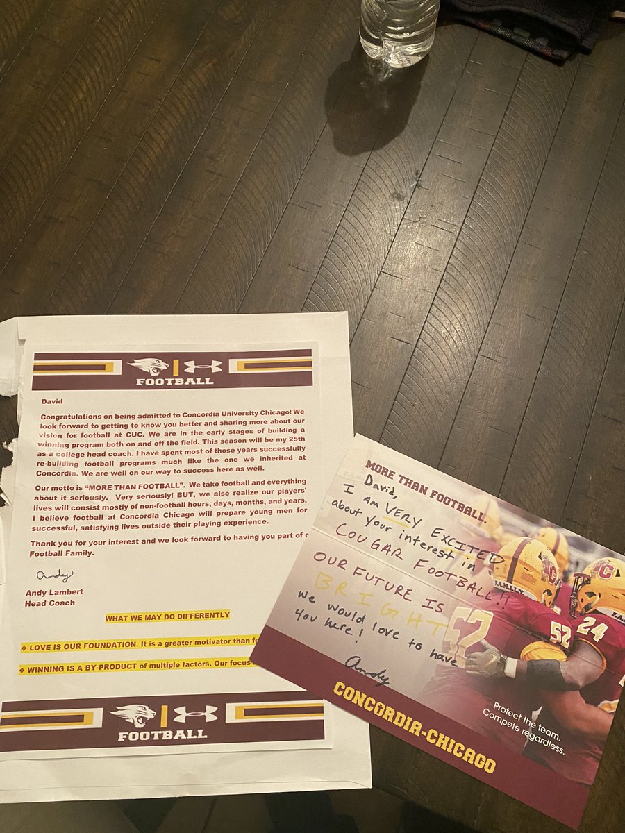 realdjgreen28's tweet photo. Thank you Coach Andy Lambert @CUChicago @CUCFBFamily for sending me the letter and the interest in me and Coach @StevenMarksCUC. #CompeteRegardless #MoreThanFootball https://t.co/irxZnTSUCH