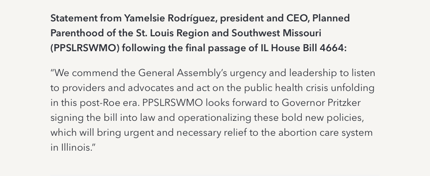 PPAdvocates_IL's tweet photo. The IL General Assembly has passed a ✨monumental✨ pro-abortion bill that will protect &amp; expand abortion rights &amp; access, including expanding capacity by allowing nurse practitioners &amp; physician assistants to provide procedural abortion care.  
#twill 🧵1/5 https://t.co/n5pdt2zHVp
