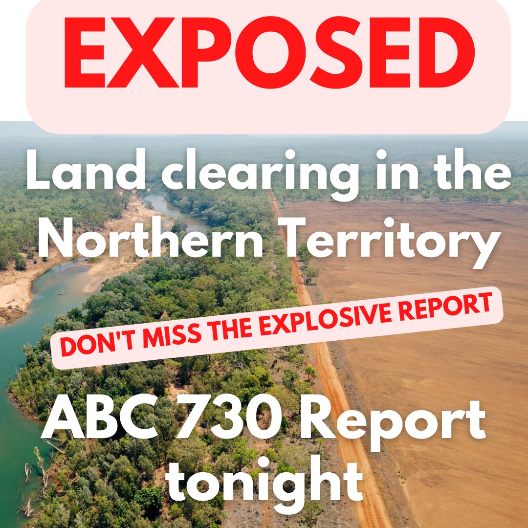 EnviroCentreNT's tweet photo. ABC 7.30 Report exposes land clearing in the NT tonight.
Big Cotton is moving in and Territorians are worried about another Murray Darling disaster.
Don't miss it.
Article here: https://t.co/IegKZtA4Ly https://t.co/7zxqfmBWzn