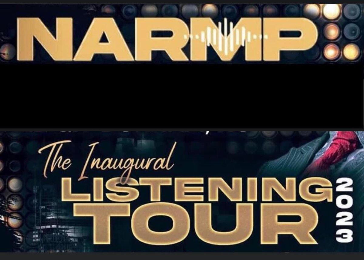 The National Association of Radio &amp; Music Promoters (NARMP) and The Inaugural Listening Tour 2023 coming to a city near YOU: 

JAN 21:  RALEIGH-DURHAM, NC
FEB 4: DALLAS, TX
FEB 25: BATON ROUGE, LA
MAR 11: MEMPHIS, TN
MAR 18-19: OAKLAND, CA

And more cities being finalized soon!
