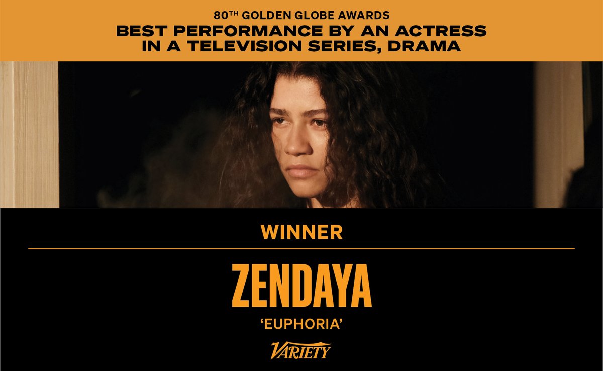 Zendaya wins the #GoldenGlobe for Best Actress - Television Series, Drama. bit.ly/3QKQpMJ