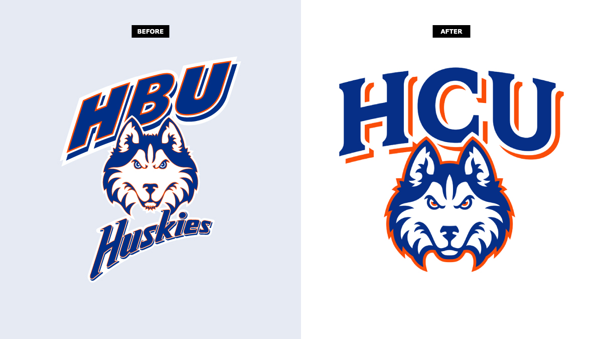 Our first #newlogo of 2023: Houston Christian University has updated their  athletic logos following the name change in September. The new Husky head  is fiercer and has smoother details. The HCU \u0026, image size:1200x675