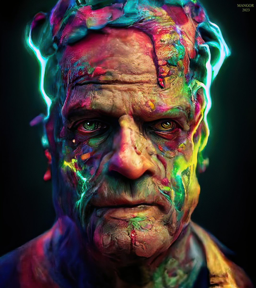 Frankenstein's blacklight monster
#frankenstein #frankensteinmonster #universal #neon #blacklightart #neonart #monsterart #neonpaint #dayglo #horrorart #scifi #discodiffusion #aiart