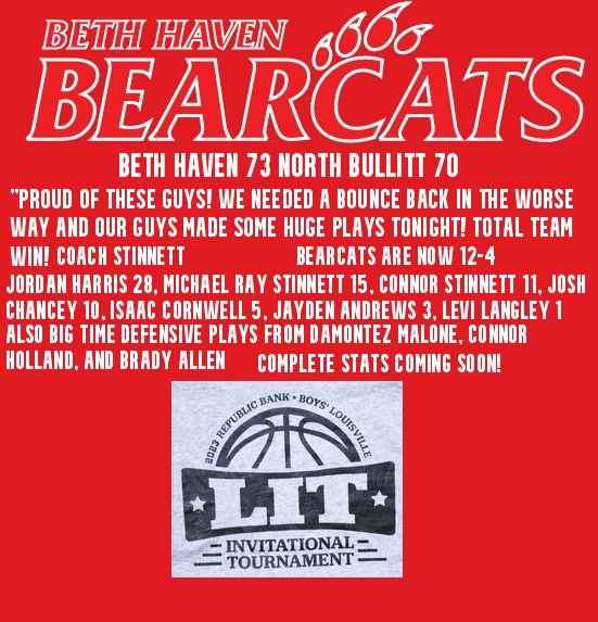 BethHavenHoops's tweet photo. The Bearcats get a huge bounce-back win in the LIT tonight! Total team effort!! Bearcats will play Thursday night in the LIT vs. Fairdale at Fairdale! #letsgo #bouncebackwin https://t.co/9XcPeAXuZn
