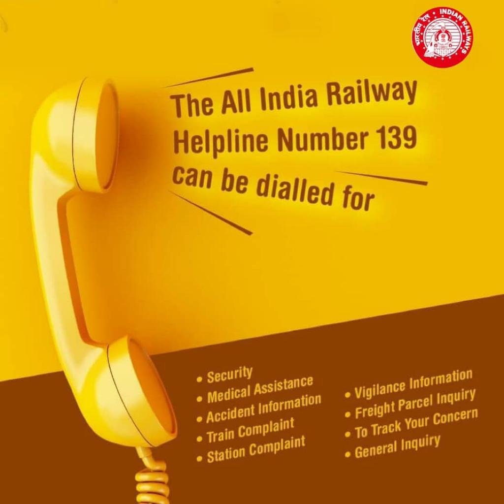 Dial Rail Madad Helpline number 139 and seek answers to all your queries related to #IndianRailways

#Dial139
#OneRailOneHelpline139