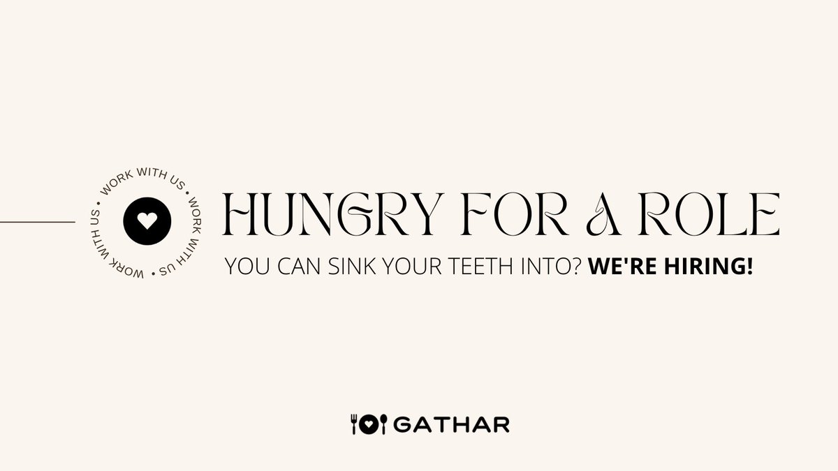 #NowHiring 🎉 Gathar is looking for a US-based* Business Development Manager to help us find more clients + partners hungry for amazing dining experiences across LA and beyond 👉 bit.ly/3Whi60N

*𝘊𝘈 𝘰𝘳 𝘛𝘟 𝘱𝘳𝘦𝘧𝘦𝘳𝘳𝘦𝘥