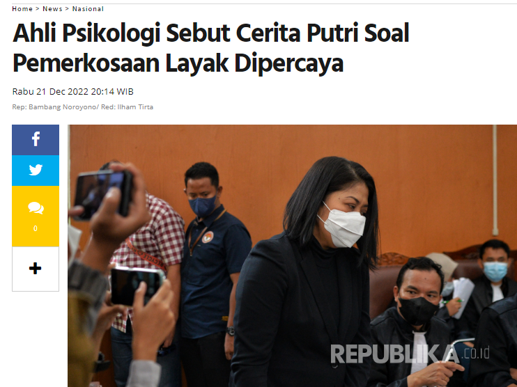 Yoi! lagi juga <a href="/KomnasHAM/">HAM untuk Semua!</a> , <a href="/KomnasPerempuan/">Komnas Perempuan</a> dan AHLI Psikologi Forensik sudah bilang kalau pemerkosaan yang dilakukan Brigadir Yosua terhadap Putri Candrawathi benar adanya kok