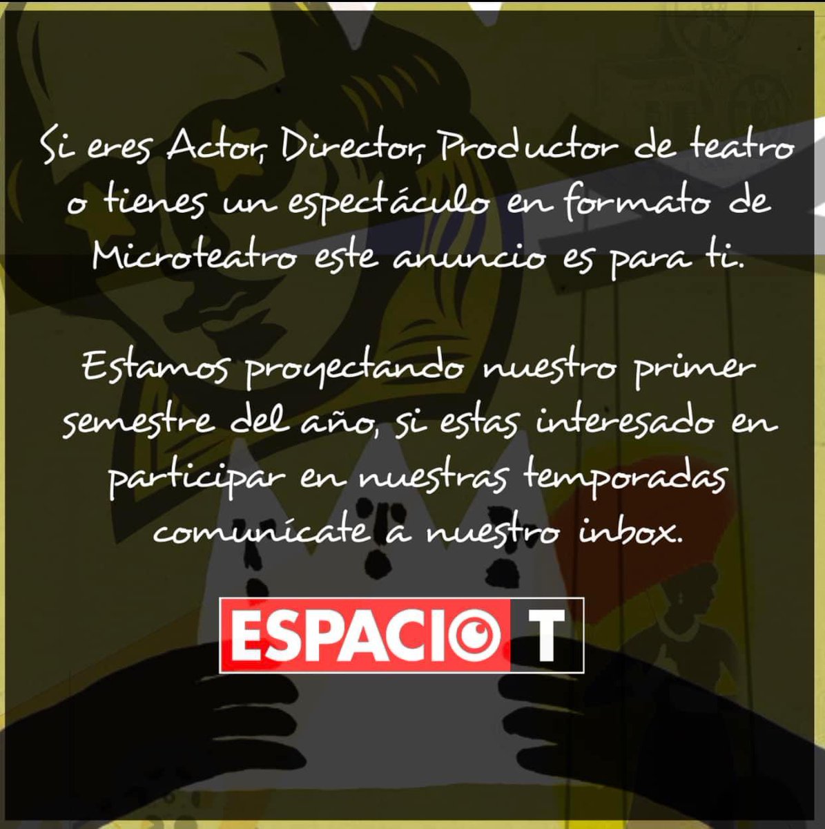 espaciotcali's tweet photo. #actorescaleños #actricescaleñas #cali #microteatro #espaciot https://t.co/zy4LeGkebG