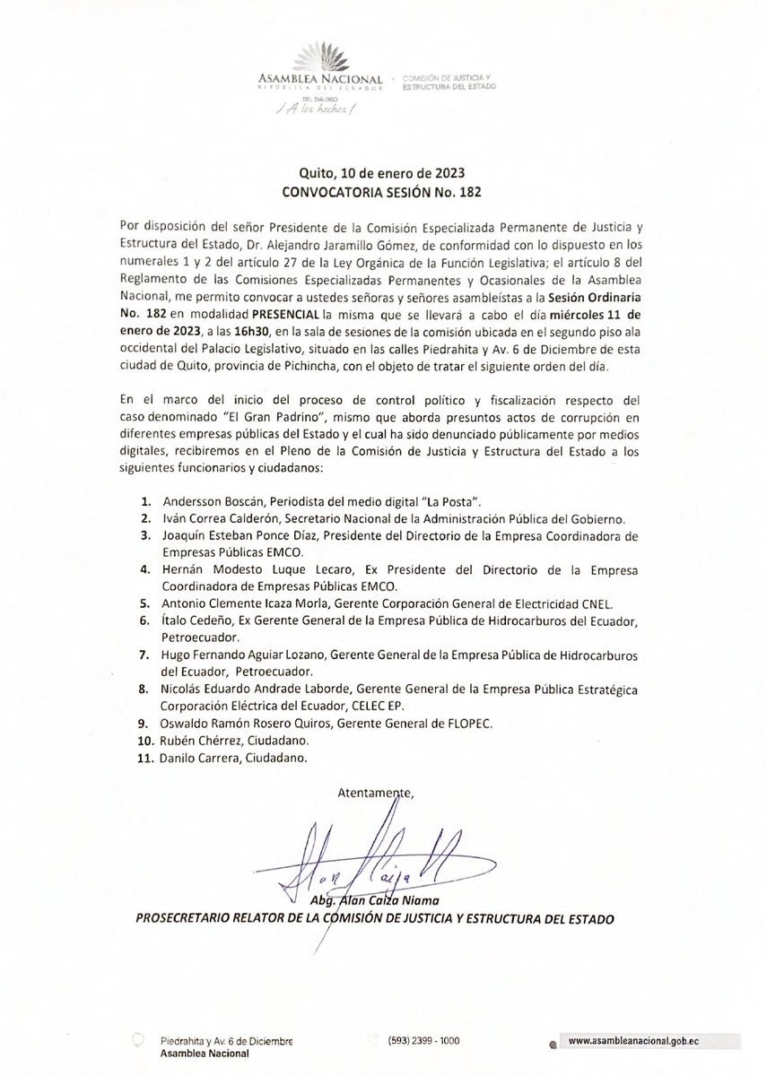 WRadioEc's tweet photo. ‼️#URGENTE
Comisión de @JusticiaAN convocó para mañana al cuñado del Presidente Lasso, Danilo Carrera, también a Rubén Chérrez, Hernán Luque, Andersson Boscán, etc. Sin embargo, no fue llamado Leonardo Cortázar, quien en audios habló de una red de corrupción en empresas públicas https://t.co/H7O8cH2RJa