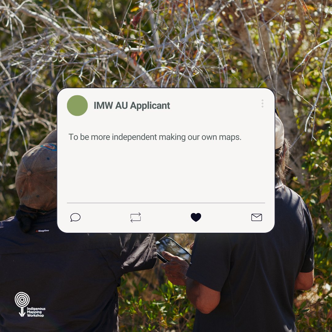 winyama_au's tweet image. Looking after Country, culture and community, having sovereignty over data and learning how to utilise that data are just some of the drivers our #IMWauOD applicants have for learning #digitalmapping skills.
What are yours?
#CaringforCountry #DataSovereignty