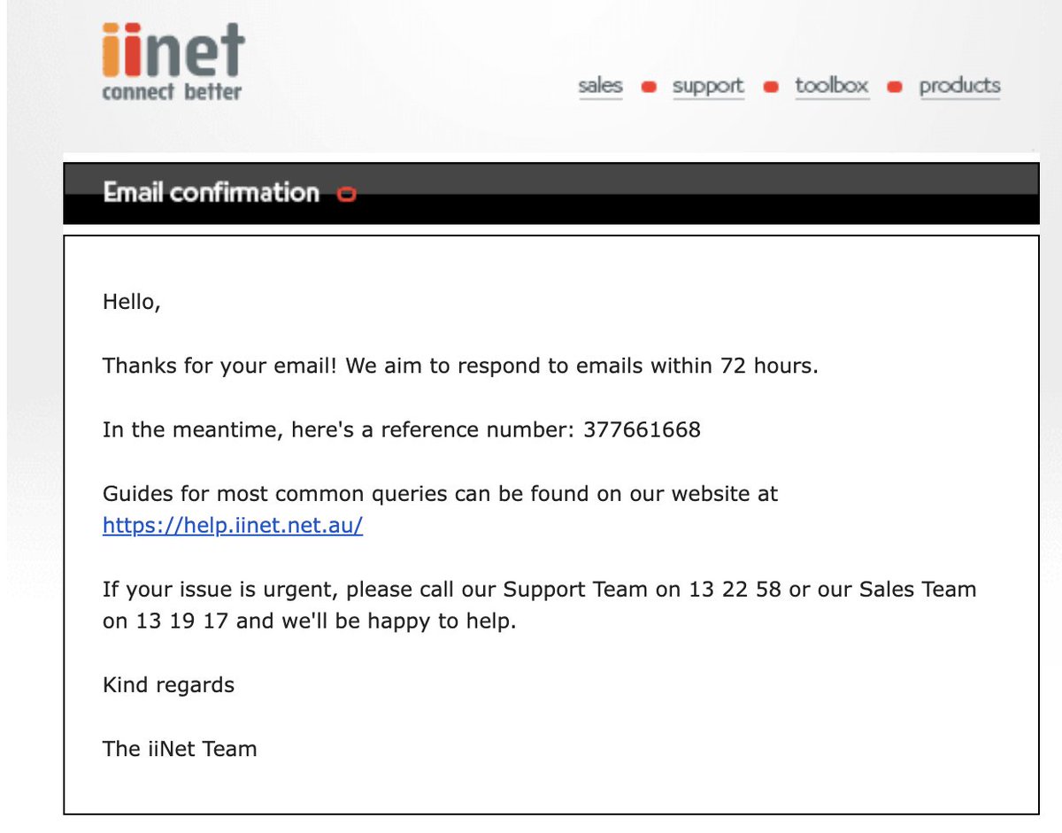 cloudcitizen's tweet image. @iiNet @TelcoOmbudsman @whirlpoolnetau 
If this isn’t an indication of the laziest, most complacent customer experience (CX) any telco can offer – an answer to a pissed off customer’s support email within 72 hours – what is?
 SMALL BUSINESSES, AVOID DOING BUSINESS WITH #iiNET