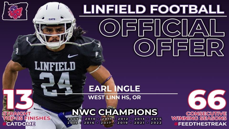 After a talk with @CoachLyons6 I’m glad to say I received an offer from Linfield! @BrandonHuffman @jon_eagle @JordanJ_ @AndrewNemec @WL_LionRecruits @Qkid2630