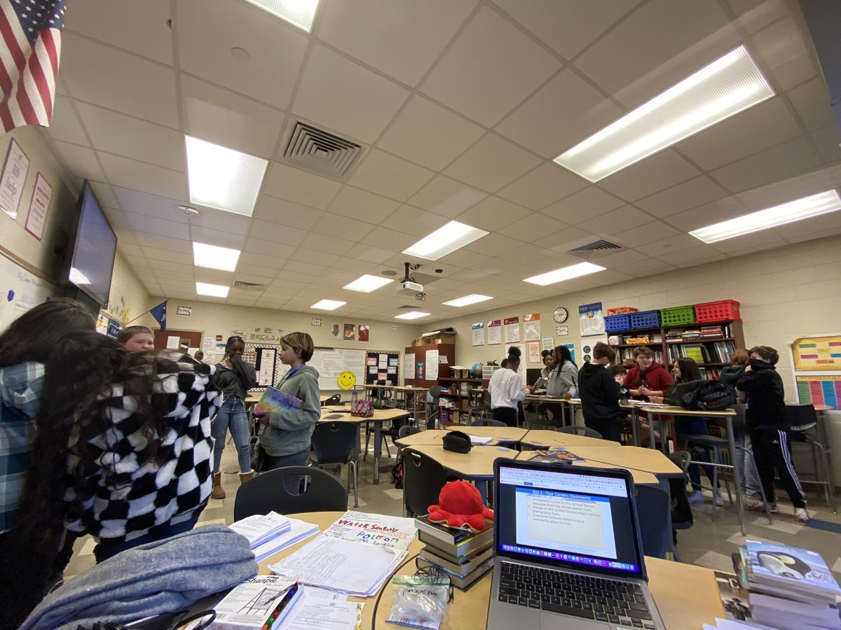 mfpeanut's tweet photo. Today, we used a 4 Corners activity to examine if America is the Promised Land for immigrants. @CSMS_Huskies @AVID4College #Lex1SS https://t.co/snjMNB6ctF