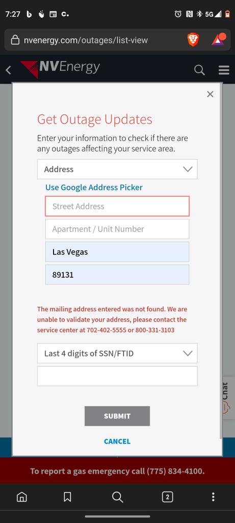 bennettbeach's tweet photo. @NVEnergy seriously? You want me to give my SSN to get text updates about a power outage? https://t.co/k6yyMGOEfj