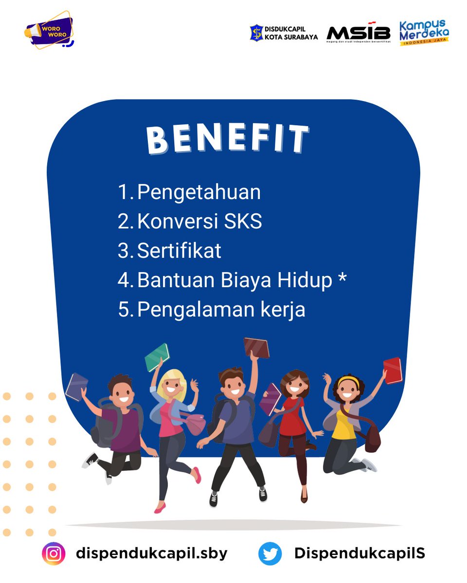 Halo Rekan-Rekan Mahasiswa/i di seluruh Indonesia,
Kali ini Dinas Kependudukan dan Pencatatan Sipil Kota Surabaya kembali menjadi mitra resmi dari Magang Bersertifikat. 

Yuk ikuti program kami, kuota terbatas, segera daftarkan diri Anda.