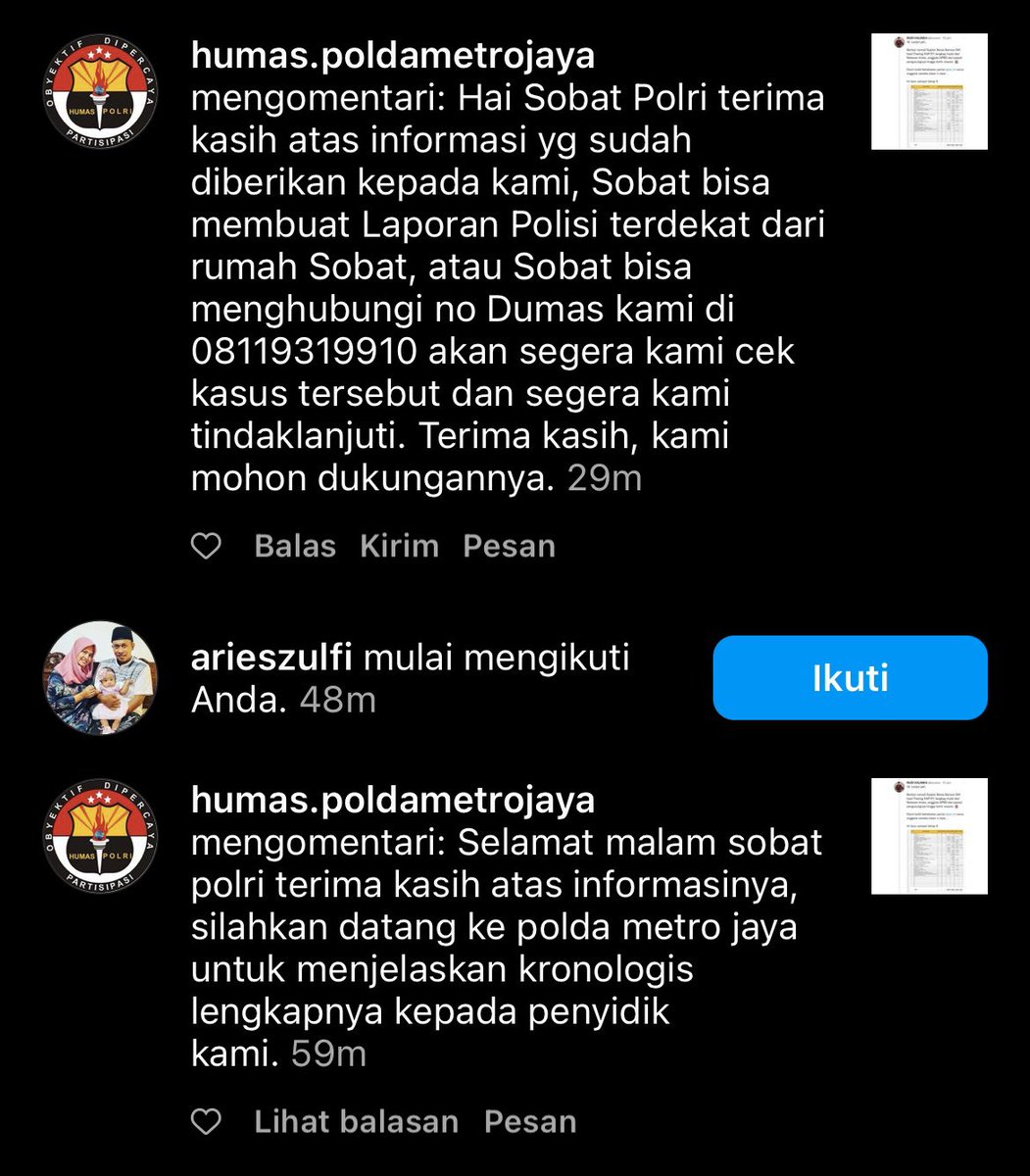 Bro <a href="/kurawa/">RUDI VALINKA</a> poldametro reply di IG sy minta datang ke Polda untuk memberikan keterangan terkait Temuan yg bro twitkan😌

Padahal ga ada mention ehh datang merespon, ketika di mention malah g pernah respon😌