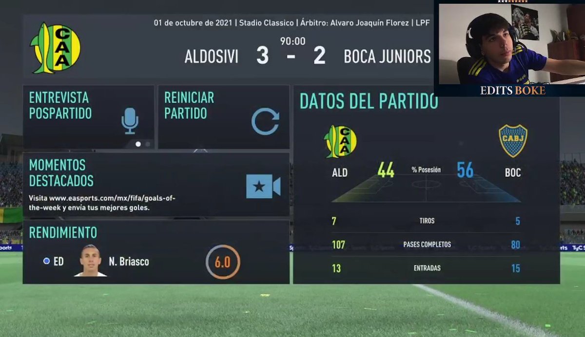 🏆 #LigaProfesional

⚽ Boca 🇸🇪 2 (Pipa Benedetto×2) 🆚 Aldosivi 3

👉 ¡Final del partido en Mar del Plata! 

🔜 El elenco comandado por el Negro Ayrton jugará el próximo stream vs Platense calamar 🦞

¡#ElEditismoTriunfara! 💪