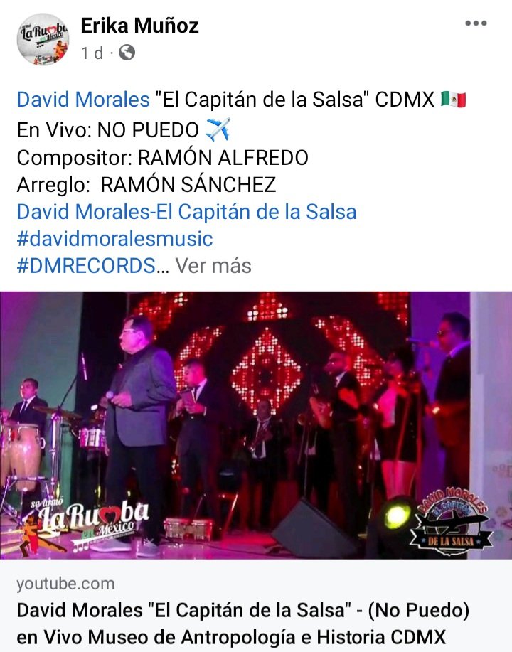 David Morales "El Capitán de la Salsa" CDMX 🇲🇽
En Vivo: NO PUEDO ✈️
Compositor: RAMÓN ALFREDO
Arreglo:  RAMÓN SÁNCHEZ 
David Morales-El Capitán de la Salsa 
#davidmoralesmusic 
#DMRECORDS 
#mexico #puertorico 
#searmólarumbaenméxico
<a href="/admpilot/">David Morales</a>