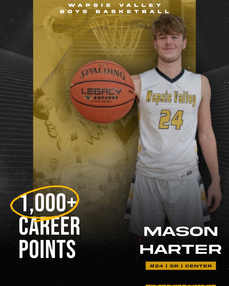 Congratulations to Warrior boys basketball senior Mason Harter on surpassing 1,000 career points scored in tonight's victory over Dike-New Hartford!
#WarriorPride #WVBB🏀