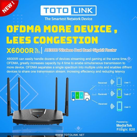 totolinkHQ's tweet image. #TOTOLINK X6000R #wifi6 #AX3000 Wireless Dual Band Gigabit Router
🚀 🚀 🚀 3.0Gbps Wi-Fi Speed
✅ 1.3GHz Dual-Core CPU
✅ Gigabit WAN &amp;amp; LAN
✅ Wifi6 ✅ WPA3 ✅ TWT ✅ 4*Antennas
[Designed in Korea, Made in China&amp;amp;Vietnam]

totolink.net