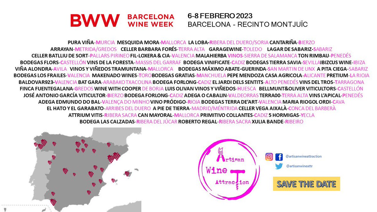 Volvemos a la @bcnwineweek con los amigos de @artisanwineattr y @Avilaautentica1 

#BWW #bww2023 #barcelonawineweek2023 #barcelonawineweek #artisanwineattraction