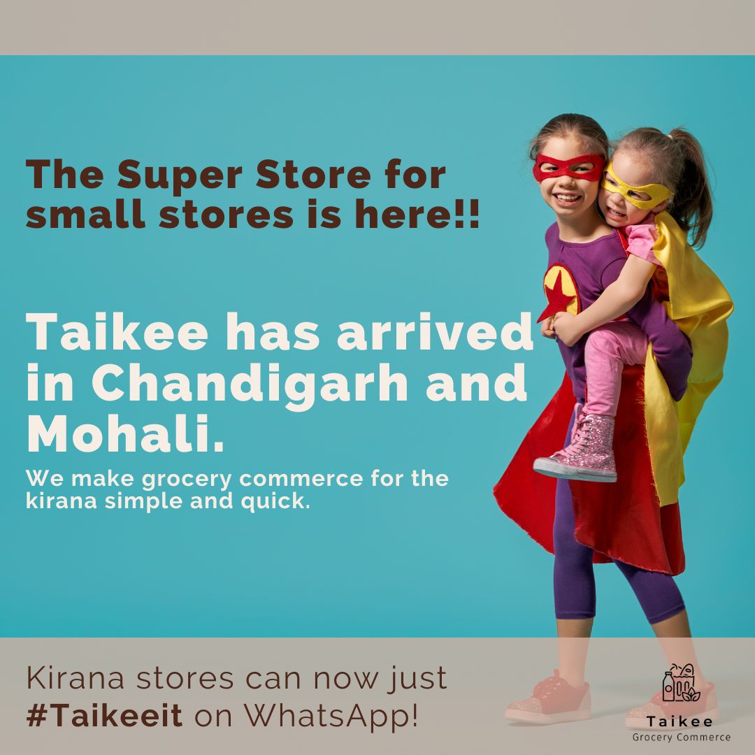 Chak de.. ho Chak de #Chandigarh!!
Chak de.. ho Chak de #Mohali!!
#Taikee is back to serve #kirana stores in its favourite neighbourhood. 

#Householdessentials. #Greatprices. #nextdaydelivery. 

#taikee #grocery #kirana #betterlives #cornerstores #b2bcommerce #superstore #punjab