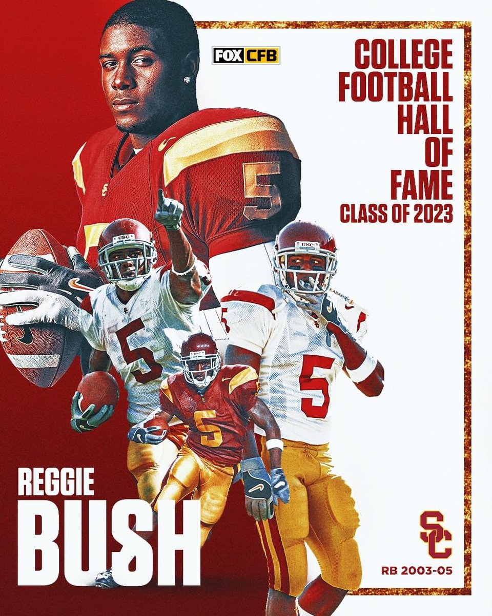 Congratulations to <a href="/uscfb/">USC Football ✌️</a> <a href="/ReggieBush/">Reggie Bush</a> for being elected to the #CFB Hall Of Fame! It was always a highlight reel watching you play. #FightOn #USC