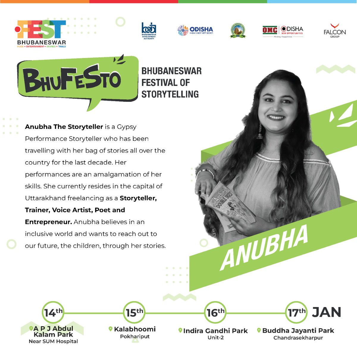 BakulFoundation's tweet photo. Anubha the Storyteller, listen to her at #BhuFeSto on all four days.
#Bhubaneswar #storyteller #storytelling_bkpp @dot_festbbsr @bmcbbsr @BBSRBuzz @BDA_BBSR @OdishaEStore #ChakdeBhubaneswar #HockeyWorldCup2023 @ThePuppetarians @SimplyAnu @rohinivij @kalabhoomibbsr https://t.co/q0O3N9Egse