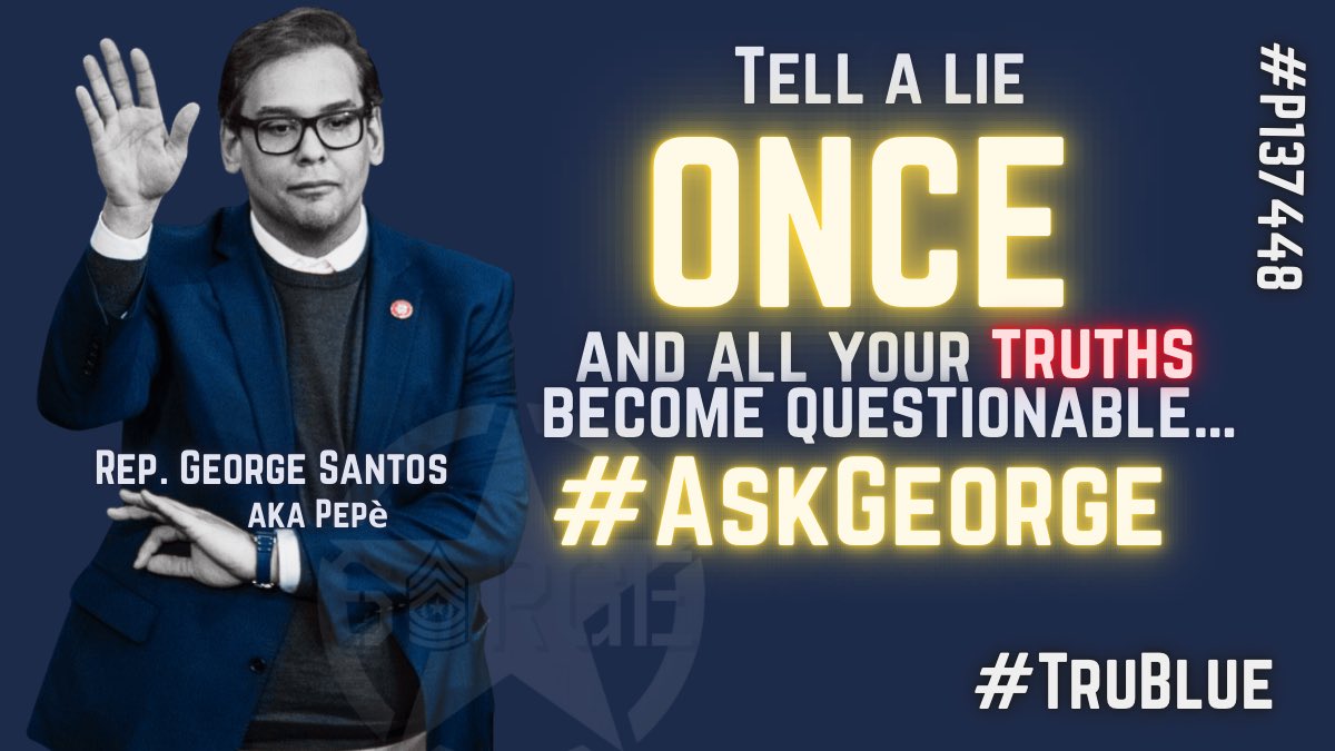 If the GOP has made anything clear - lies, deceit, & spreading misinformation for their own gain is a prerequisite & is in no way grounds for dismissal, punishment, or shunning of any kind.

Enter #GeorgeSantos…

 #TruBlue #DemVoice1 #ONEV1 Z24 #DemCastFL #ProudBlue22