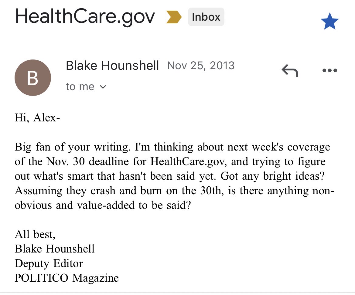 RIP, @BlakeHounshell. 

He edited me in 2013, &amp; I found him
as smart, kind, &amp; incisive as those who knew him far better have borne testament to him today.

<a href="/vermontgmg/">Garrett M. Graff</a> captured a man who left us far too soon in this encomium: politico.com/news/magazine/…
We will hold him in the light.