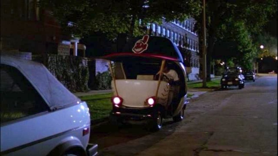 Your Uber driver, Jake Taylor, has arrived. Look for the Cleveland Indians bullpen cart.