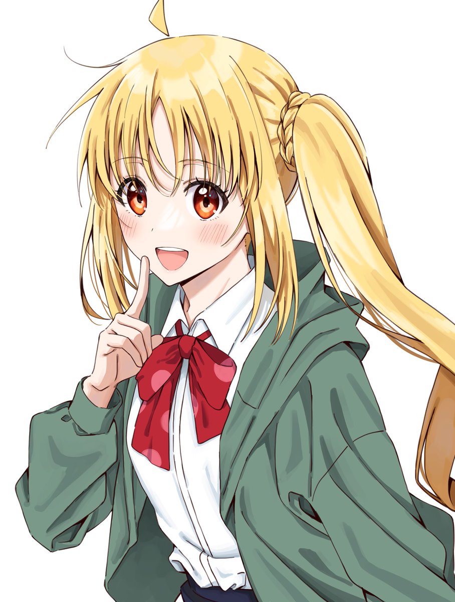ijichi nijika 1girl solo blonde hair side ponytail shirt long hair bow  illustration images