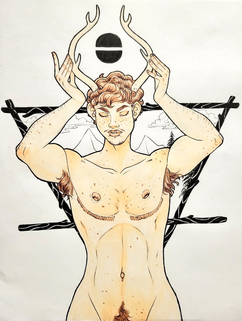 AltaredHuman's tweet image. Some art I made for my roommate a while back. 49 days left till #topsurgery with 5 commission slots open! All profits go towards my recovery fund. Let me know if you're interested in seeing more #transmasc art from me ❤️ love y'all!