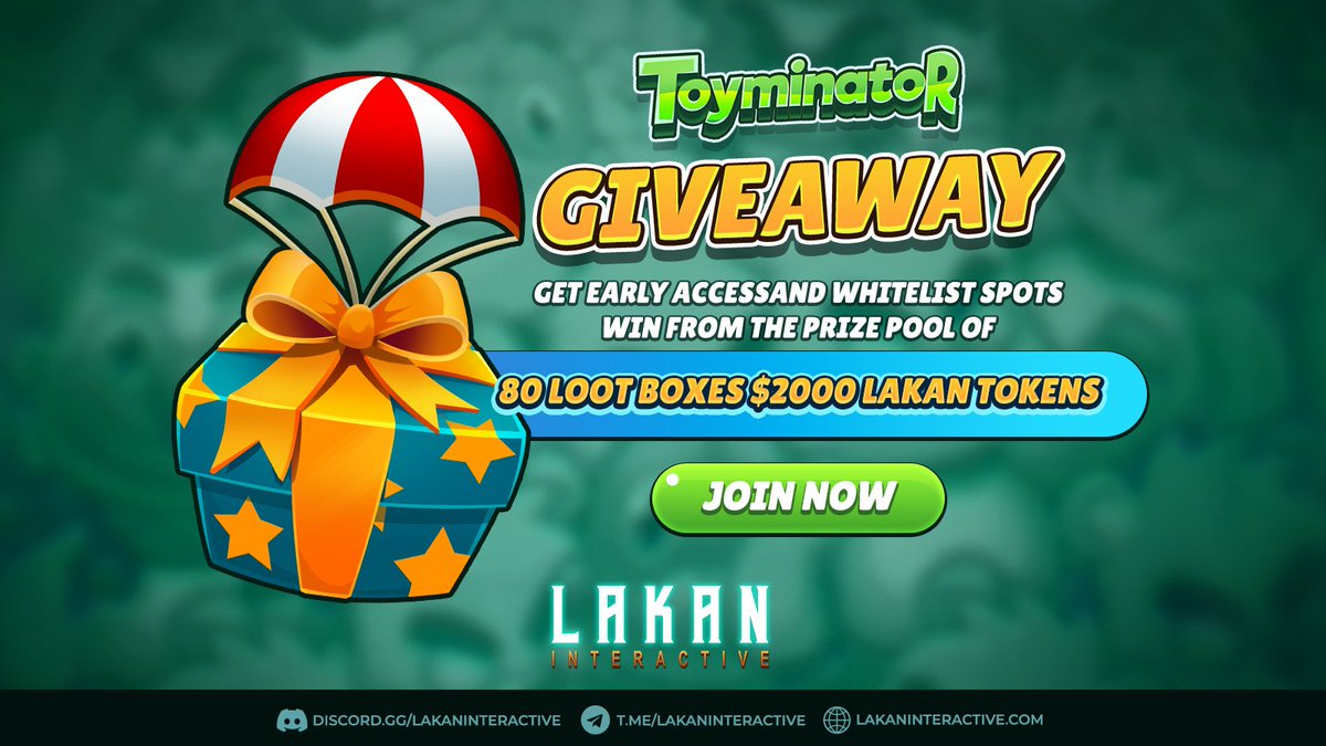 🎁It's Giveaway Time!🎁

✅Get Early Access to Toyminator🎮
✅Win from a Prize Pool of 80 Loot Boxes🎁
✅Win up to USD$2000 worth of Lakan tokens🧧!
✅Get Whitelist Spot for Token Sales🪙

Join now!
👉 bit.ly/ToyminatorAird…

#giveaway #gamedev #gamers #gamingcommunity