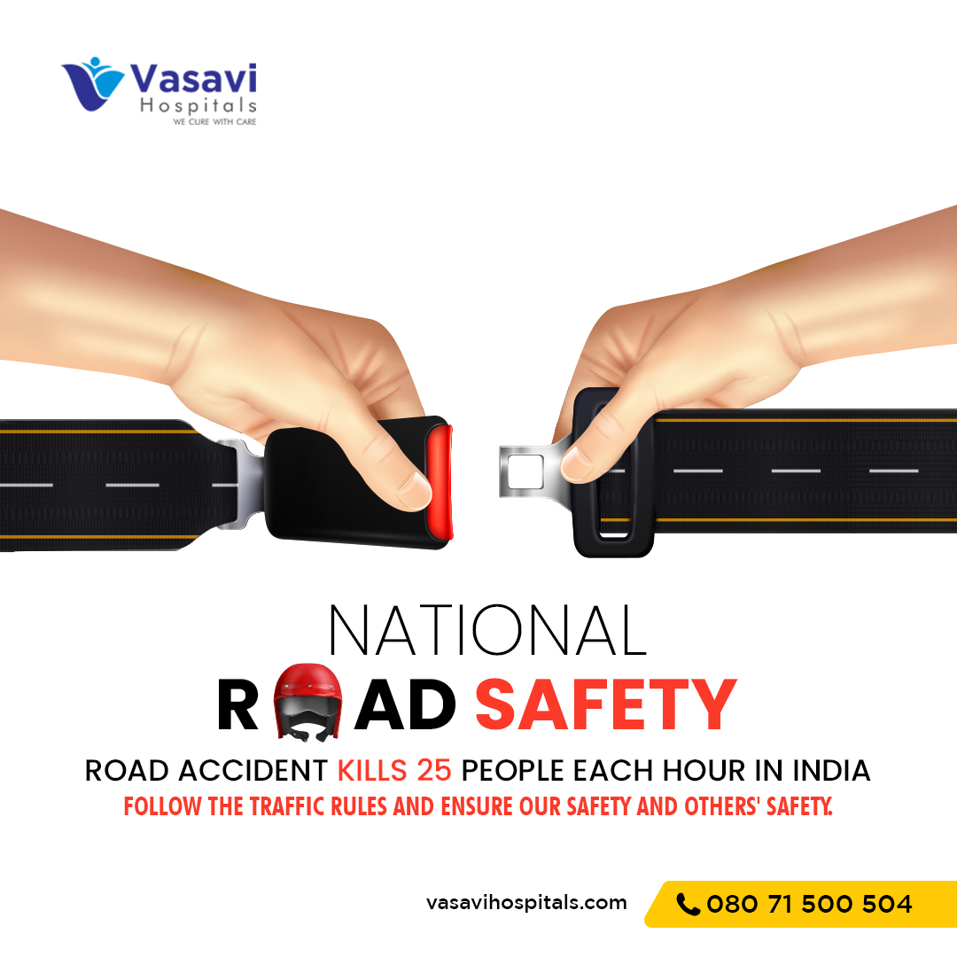 On this day let's take small measures to follow the traffic rules and ensure our safety and others' safety.

#vasavihospital #vasavihospitals #nationalroadsafetyday #nationalroadsafetymonth #roadsafetyday #roadsafetyday2023 #people #safety