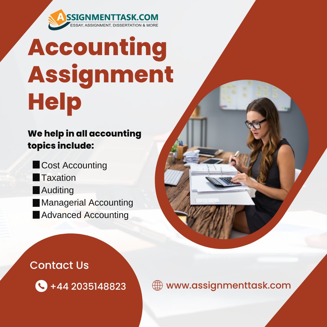 AssignmentTask's tweet image. Are you looking for #Accounting #assignmenthelp? Here we provide A+ quality expert help with #accountingassignments with on-time delivery & 24/7 support.
Get wide range of services here: assignmenttask.com/accounting/
#assignmenttask #writing #Tutor #education #Students #MBA #PhD
