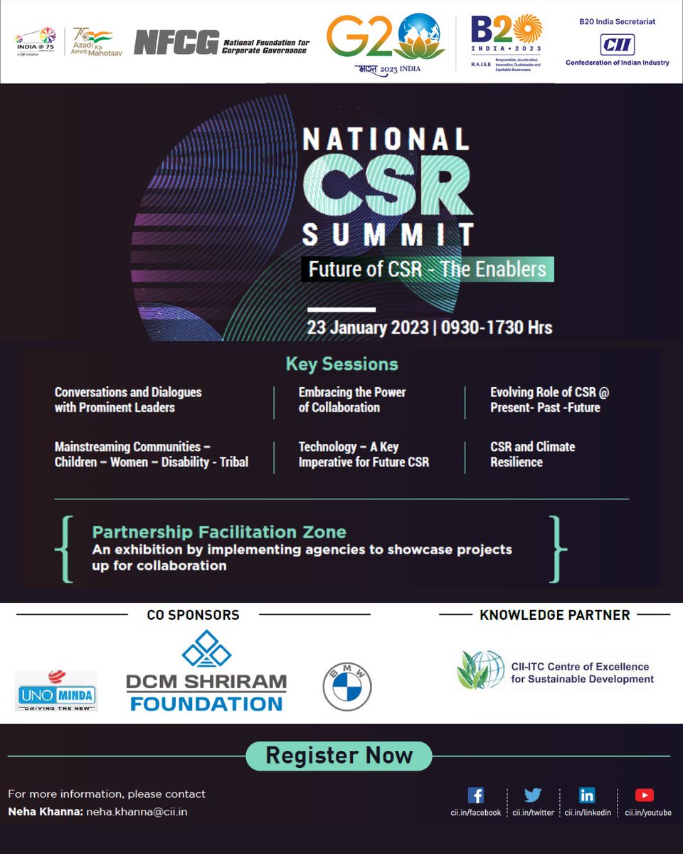 Confederation of Indian Industry (@followcii) on Twitter photo ๐๐๐๐๐๐๐๐๐๐๐, ๐๐๐๐๐๐๐, ๐๐๐๐๐๐๐๐๐๐๐, ๐๐๐๐๐๐๐๐๐๐ towards the development of the CSR sector India.
CII in partnership w/ <a href="/NFCG4India/">National Foundation for Corporate Governance- NFCG</a> brings the ๐๐๐ญ๐ก ๐๐๐ข๐ญ๐ข๐จ๐ง ๐จ๐ the ๐๐๐ ๐๐๐ญ๐ข๐จ๐ง๐๐ฅ ๐๐๐ ๐๐ฎ๐ฆ๐ฆ๐ข๐ญ ๐๐๐๐ on 23 Jan 2023. ๐๐๐๐๐๐๐๐๐๐๐, ๐๐๐๐๐๐๐, ๐๐๐๐๐๐๐๐๐๐๐, ๐๐๐๐๐๐๐๐๐๐ towards the development of the CSR sector India.
CII in partnership w/ <a href="/NFCG4India/">National Foundation for Corporate Governance- NFCG</a> brings the ๐๐๐ญ๐ก ๐๐๐ข๐ญ๐ข๐จ๐ง ๐จ๐ the ๐๐๐ ๐๐๐ญ๐ข๐จ๐ง๐๐ฅ ๐๐๐ ๐๐ฎ๐ฆ๐ฆ๐ข๐ญ ๐๐๐๐ on 23 Jan 2023.
