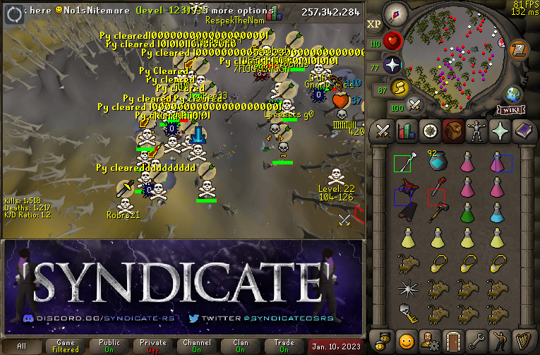 SyndicateOSRS's tweet image. Despite teaming with 4 clans and 70 people in their open CC, no-one could prevent us from blowing up @PieRS. We will always be better than you in every aspect of @OldSchoolRS; try harder!