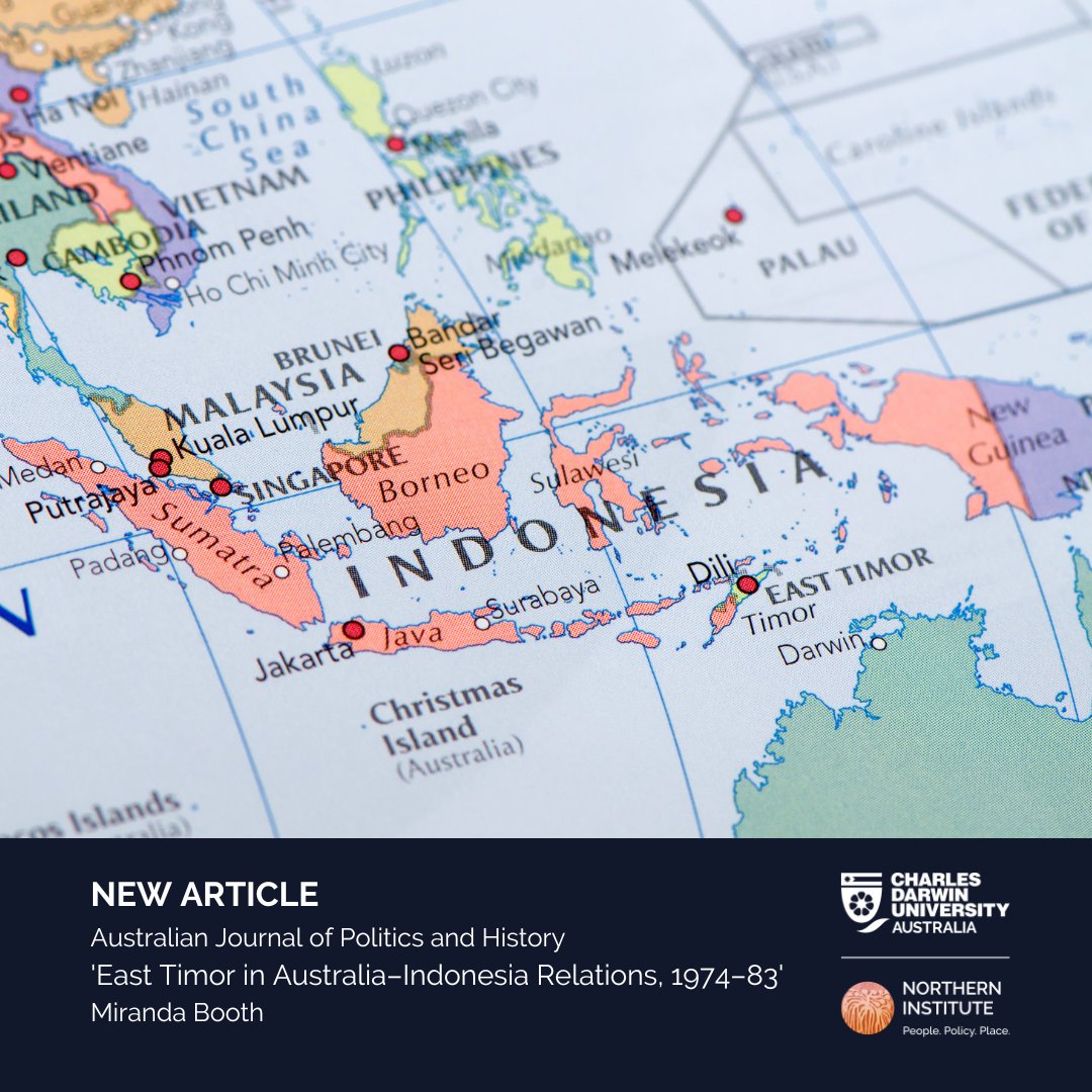 🌏NEW @AJPandH ARTICLE📄 East Timor in Australia–Indonesia Relations 1974–83 Miranda Booth NI researcher, PhD & Lecturer @cdu_memdm Read article👇 onlinelibrary.wiley.com/doi/full/10.11… Learn more👇 mirandabooth.com #CDUresearch #OpenAccess #EastTimor #Indonesia #foreignpolicy