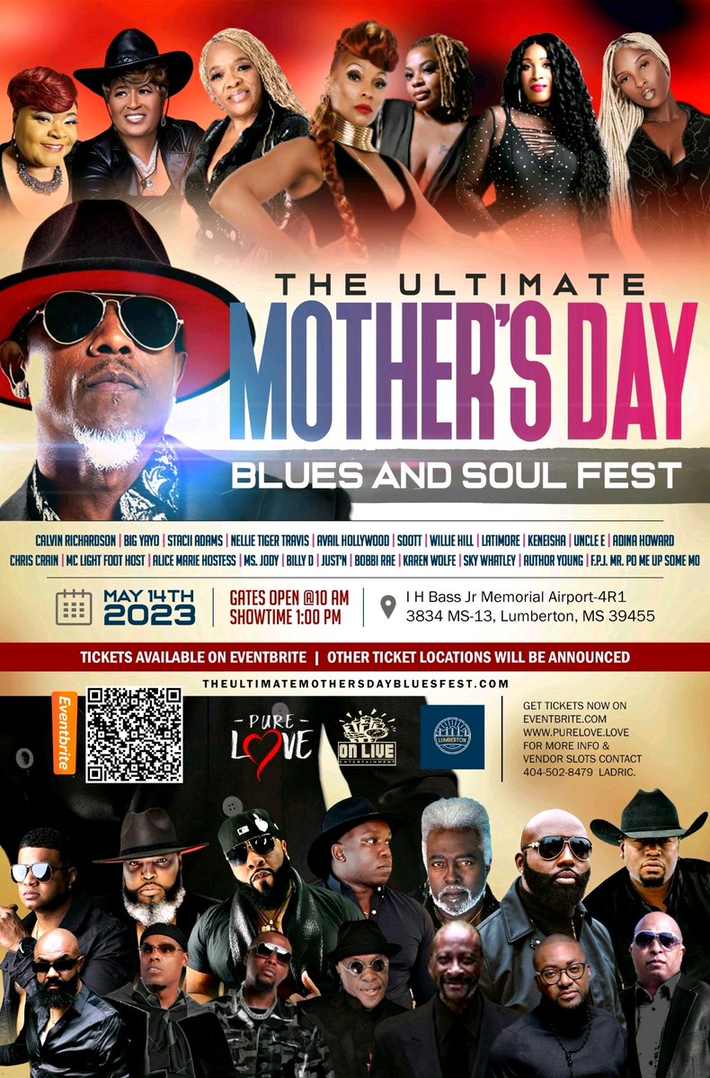 TICKETS ON SALE NOW‼️‼️‼️ 
THEULTIMATEMOTHERSDAYBLUESFEST.COM
THEULTIMATEMOTHERSDAY.eventbrite.com