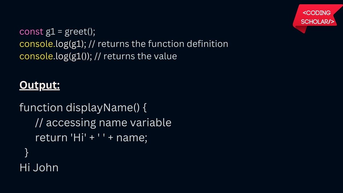 coding_scholar's tweet image. JavaScript Closures 🔥
Follow @coding_scholar for such more content 😊
#coding #programming #javascript #html #css #reactjs #nodejs #100daysofcode #frontenddeveloper #backenddeveloper #fullstackdeveloper #webdeveloper #softwaredeveloper #learnprogramming #code