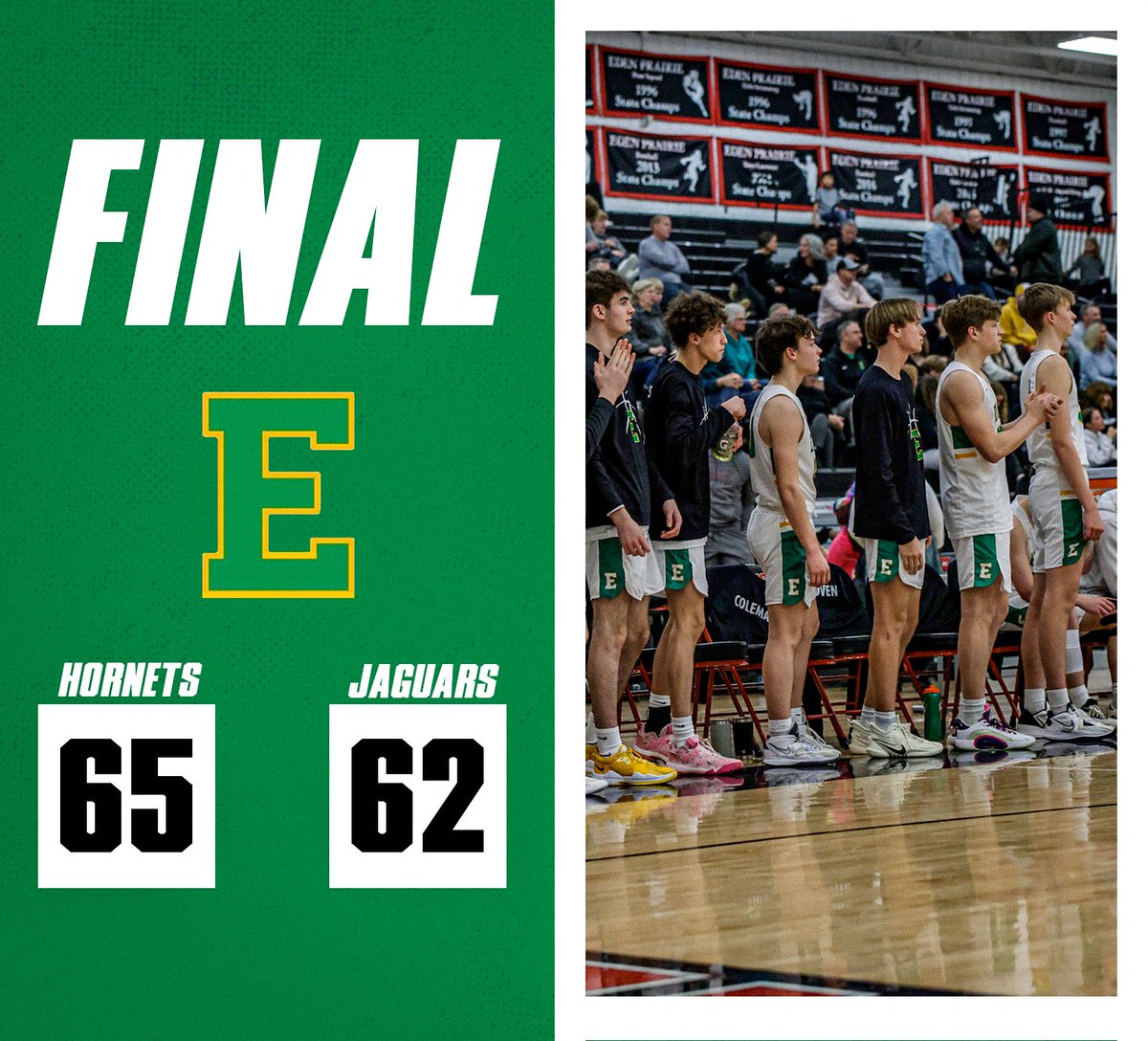 EdinaBoysHoops's tweet photo. AND IT IS A WIN!!! The Hornets win over the Jaguars. #hornetpower https://t.co/GCOaor9qQK