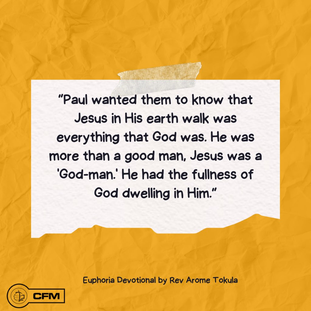 Receive God’s word to you this morning from Rev <a href="/arometokula/">arometokula</a> through the Euphoria Devotional.

Good news! You can access the full version- both audio and written- of the Euphoria Devotional here t.me/pastorarome/16…

#EuphoriaDevotional
#RevAromeTokula
#CFC
#YearOfTheSpirit
