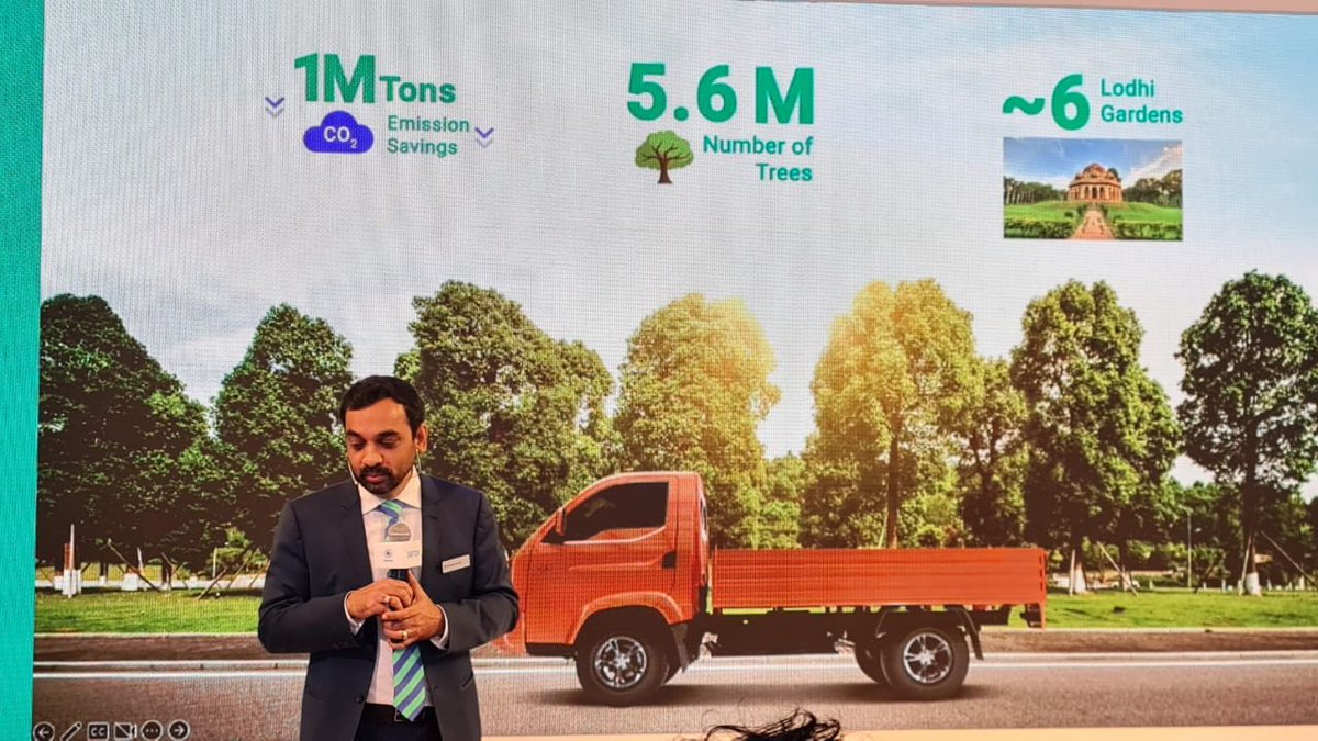 ExpressDrives's tweet photo. @Maheshsbabu speaking @AEMotorShow: @switchEVglobal to move to modular cargo applications with its EV fleet; targets reducing1 million tonnes of CO2 emissions.
#AutoExpo2023 #autoExpowithFE https://t.co/D2EyMydTo4