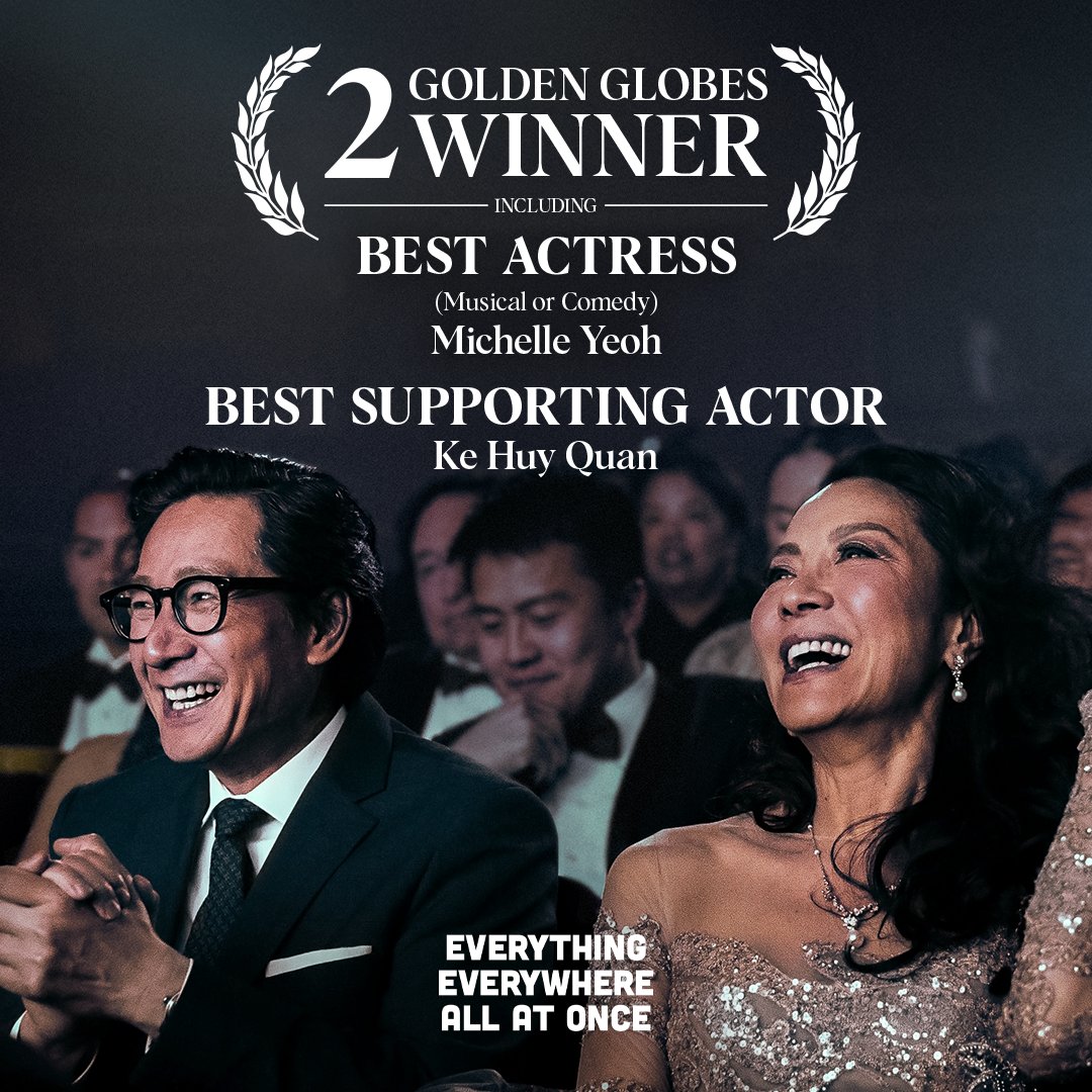 Huge congratulations to Michelle Yeoh on winning BEST ACTRESS and Ke Huy Quan on winning BEST SUPPORTING ACTOR at tonight’s @GoldenGlobes 🏆🤍