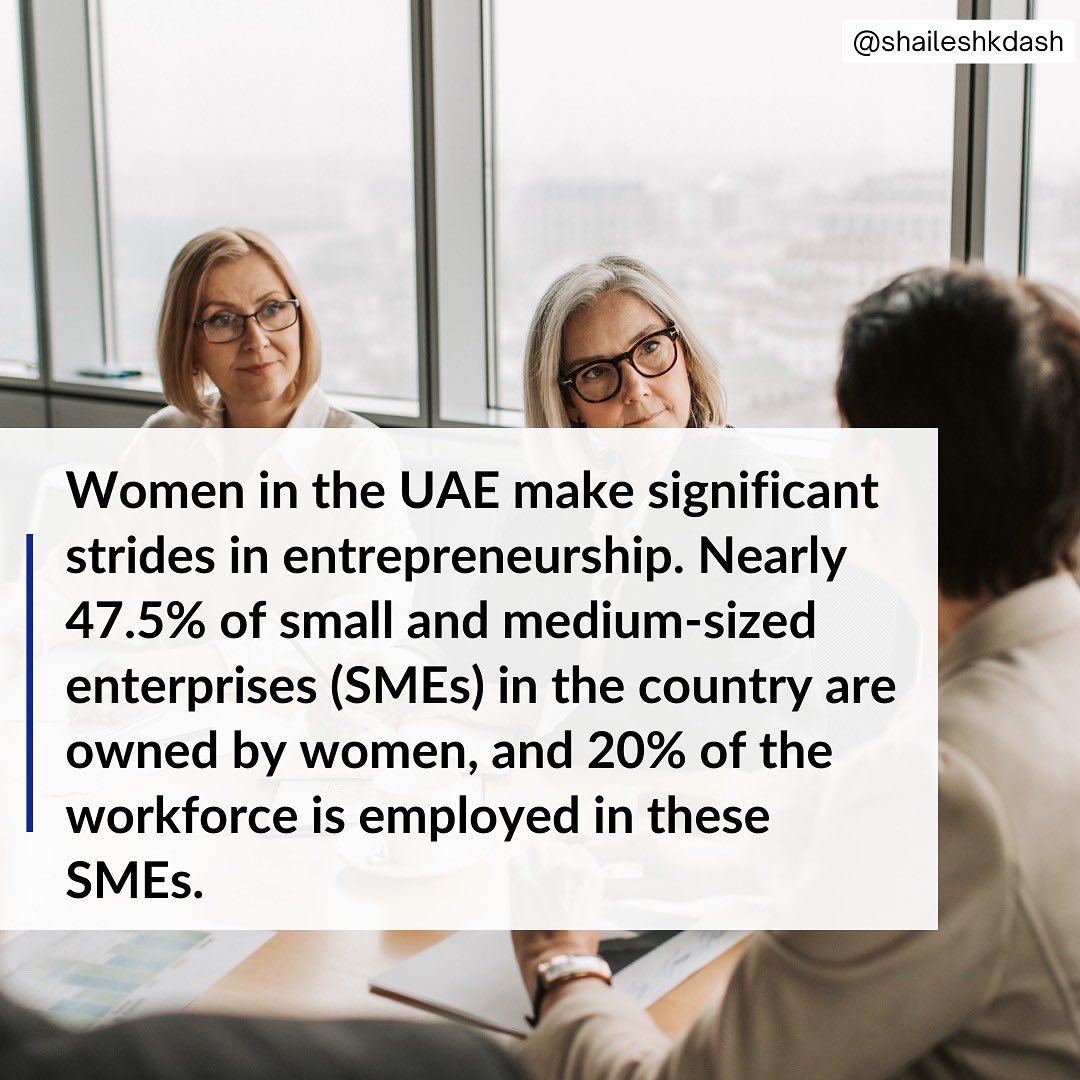 ShaileshDash's tweet photo. Due to the increasing government support and incentives, UAE’s economy is a perfect platform for women to launch their businesses. 

Swipe to know more!! 
Source: @gulf_news 
.
.
#UAE #Dubai #BusinessNews #business #NewsUpdate #entrepreneurs #BusinessToday https://t.co/Eax2c5elNq