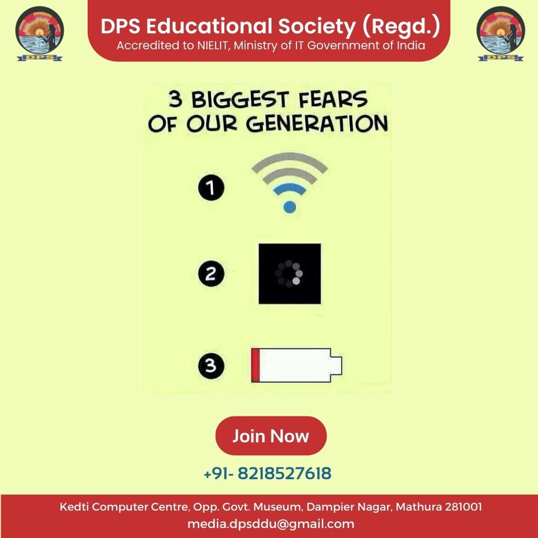 dps_society's tweet photo. Learn to Live with fears

For details, reach us at - +91- 8218527618 or write us at media.dpsddu@gmail.com or visit us at Kedti Computer Centre, Opp. Govt. Museum, Dampier Nagar, Mathura

#ComputerTraining #LearnCoding #BestInstituteInMathura #ComputerInstituteInMathura https://t.co/ZzkZccMMNX