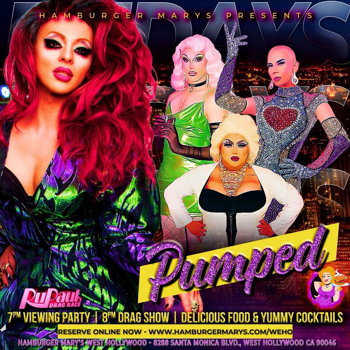 Friday nights RUPAULS DRAG RACE VIEWING PARTY is about to get PUMPED!! 7pm Viewing Party &amp; 8pm Drag Show featuring Barbie’s Addiction, Laylah Amor and Lyle! Hosted by the amazing Allusia! 
MAKE RESERVATIONS ONLINE NOW!