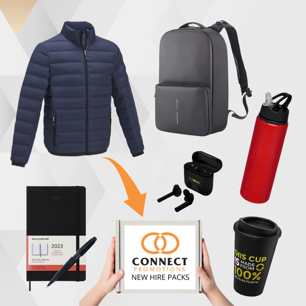 connect_pro's tweet image. Onboarding packs are an important part of welcoming new hires to a team, especially if employees are working remotely. 

What products would you choose for an onboarding pack?
⭐ Clothing
⭐ Coffee Cup
⭐ Water Bottle
⭐ EarBuds
⭐ Notebook &amp;amp; Pen
⭐ Backpack 

#onboardingkits
